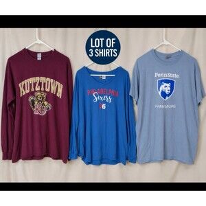 Lot of 3 Men's Large Graphic T-Shirts Penn State Harrisburg Kutztown 76ers NCAA